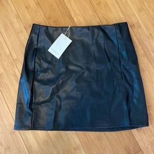 Faux leather skirt with slit NWT